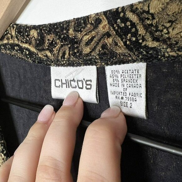 Chico's Blazer Womens Size 2(L) Brown & Black Floral Button Jacket Long Sleeve - Picture 3 of 4